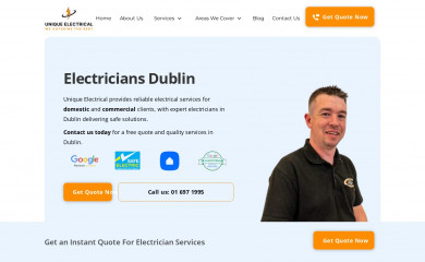 uniqueelectrical.ie screenshot