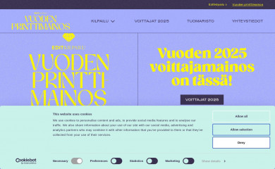 vuodenprinttimainos.fi screenshot