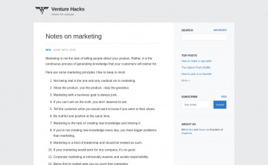 venturehacks.com screenshot