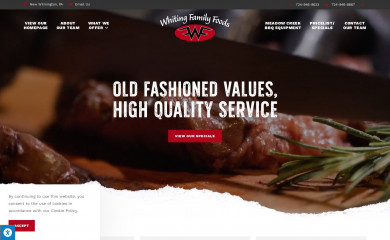 whitingfamilyfoods.com screenshot