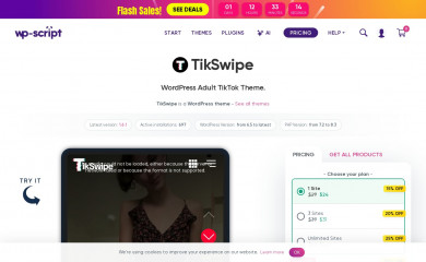 https://www.wp-script.com/adult-wordpress-themes/tikswipe/ screenshot