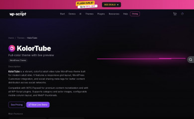 https://www.wp-script.com/adult-wordpress-themes/kolortube/ screenshot