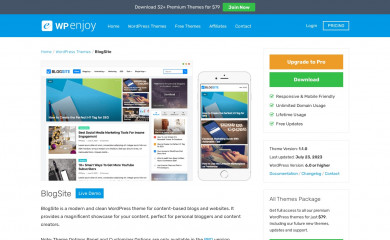 https://wpenjoy.com/themes/blogsite screenshot