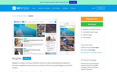https://wpenjoy.com/themes/blogsite screenshot