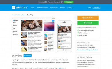 https://wpenjoy.com/themes/enjoyblog screenshot