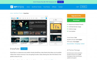 https://wpenjoy.com/themes/enjoytube screenshot