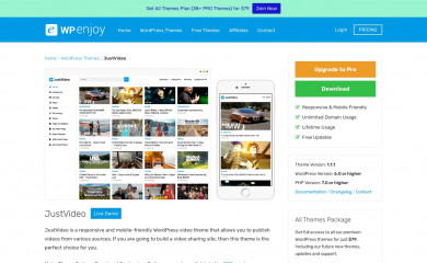 https://wpenjoy.com/themes/justvideo screenshot