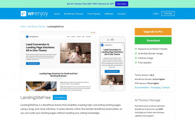 https://wpenjoy.com/themes/landingsitefree screenshot