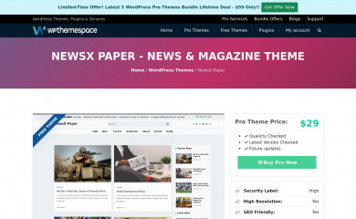 https://wpthemespace.com/product/newsx-paper/ screenshot