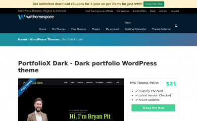 PortfolioX Dark screenshot