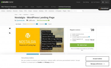 Nostalgia - Responsive Wordpress Landing Page screenshot